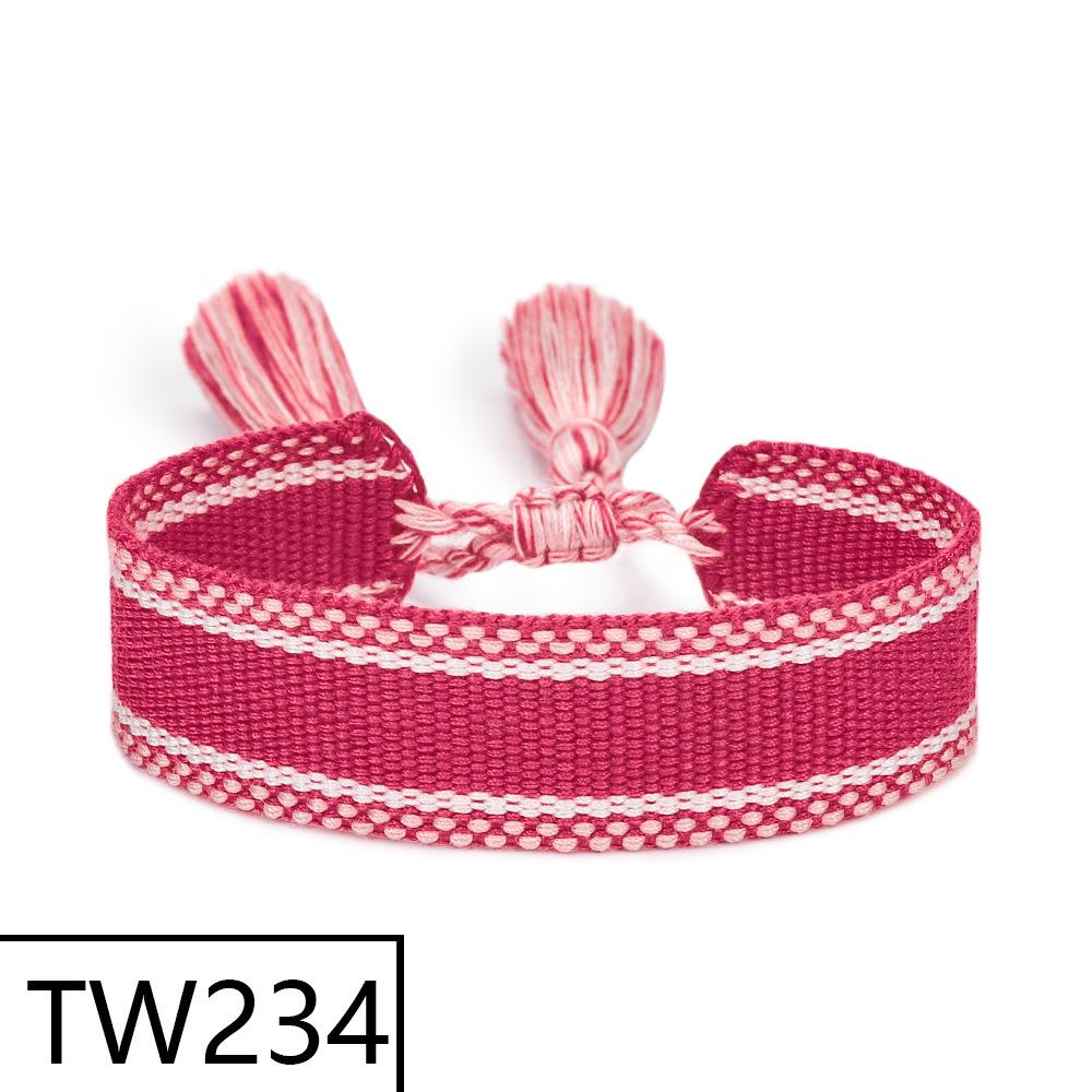 Customizable Handmade Bohemian Tassel Bracelet with Embroidered Logo - European & American Ethnic Friendship Style