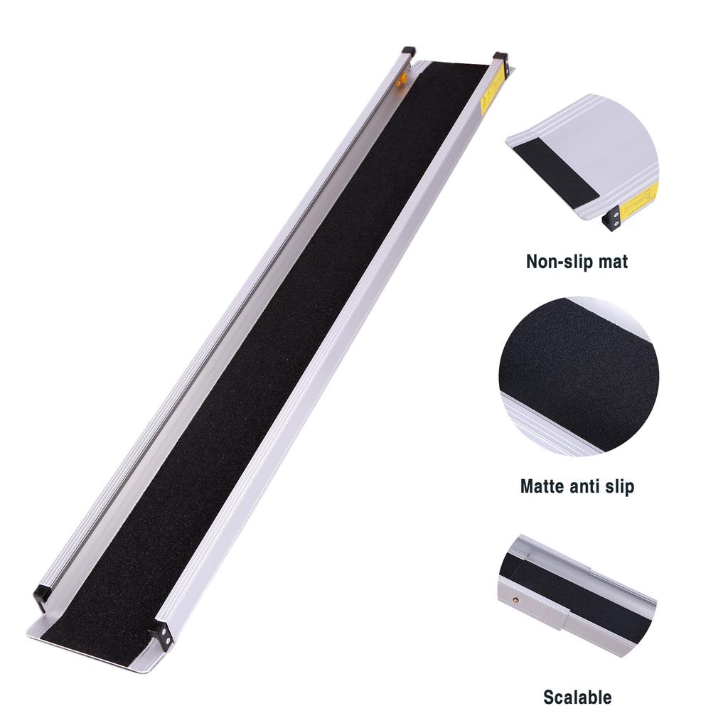 Non-Skid Aluminum Handicap Ramps Portable Folding Threshold Wheelchair Ramp with Handbags Door Threshold Wheelchair Ramps