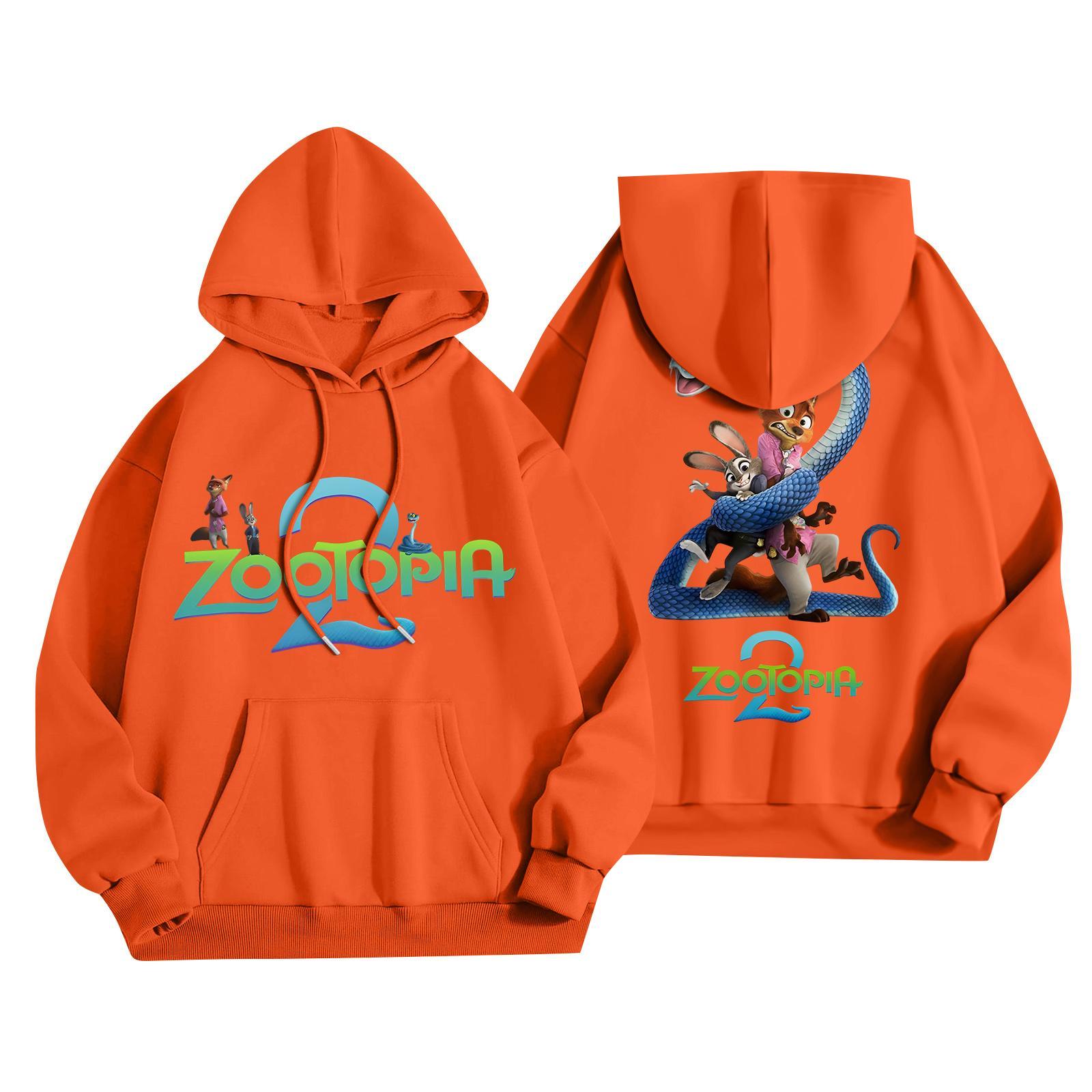 

Children s Fashionable Casual Long-Sleeved Cartoon Print Hooded Sweatshirt 150 помаранчевий