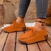 New Large-sized Fashionable Thick-soled Casual Single Shoes for Women, Round-toed Lace-up Loafers