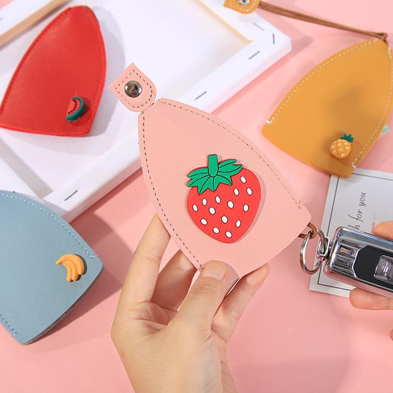 Cute Fruits Pull Type Keychain Bag Pu Leather Protector Car Key Holder Case