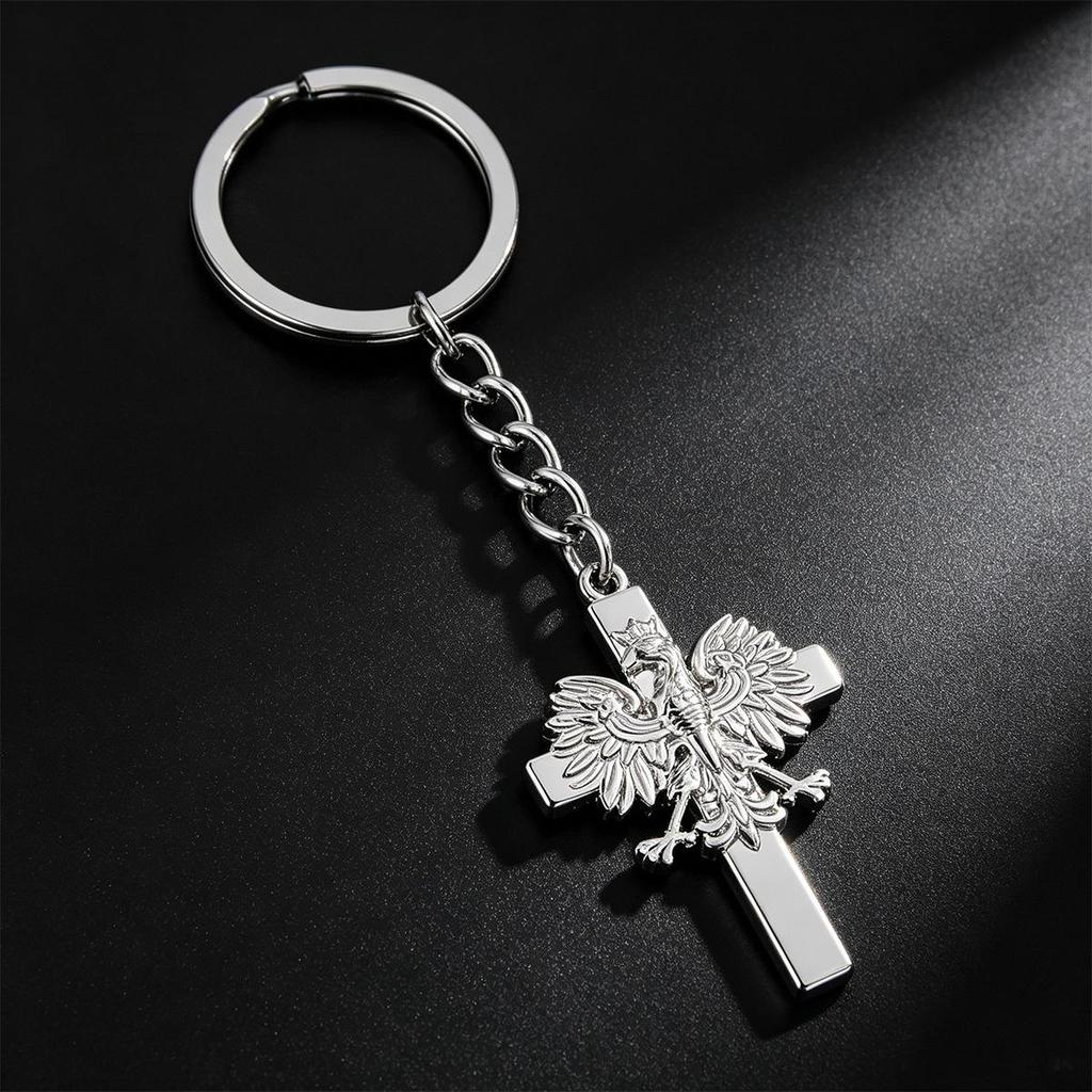 Llavero con emblema de águila polaca retro: Accesorio Unisex de Acero de Titanio para Combinar con Todo