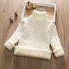 Boys and Girls Sweaters Plus Velvet and Thick Korean Style Knitted Fir Base Shirt Baby Children Round Neck High Collar Warm Sweater