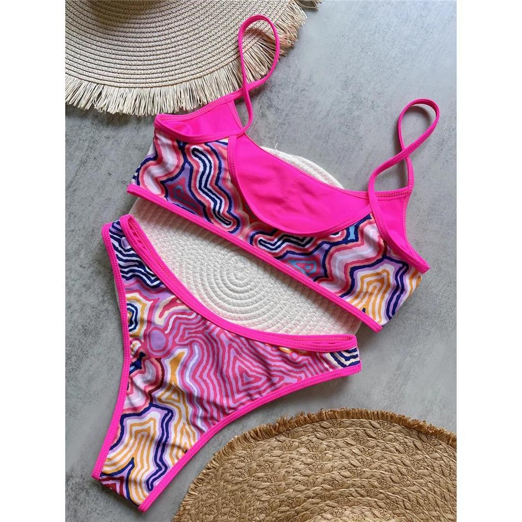 Bikini Brasiliano Sexy Stampato a Taglio Alto Gamba Femminile Costume da Bagno Donna Costume da Bagno Due Pezzi Set Bikini Costumista Costume da Bagno Swim
