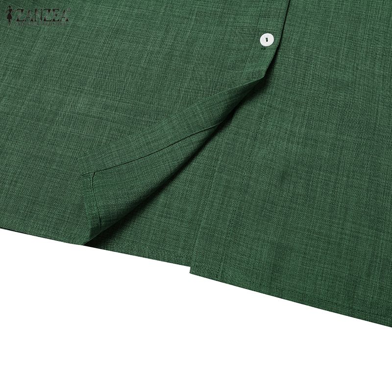 ZANZEA Lässiges Kleid mit Umlegekragen und langen Ärmeln für Damen