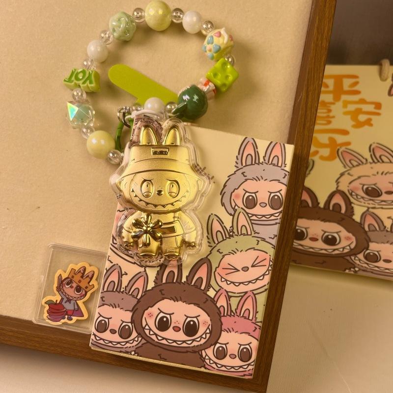 Mobile Phone Chain Cartoon Labubu Bead Chain Keychain Bag Pendant Gift for Girlfriend