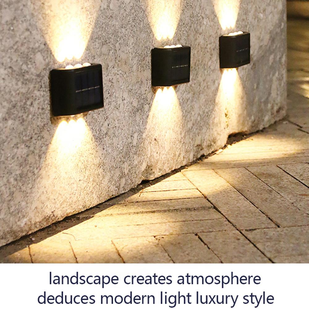 Solar Outdoor Wall Lights Led Wall Lamp Lighting External Wall Sconce Powerful White Warm White 6 led Wall Light 2PCS