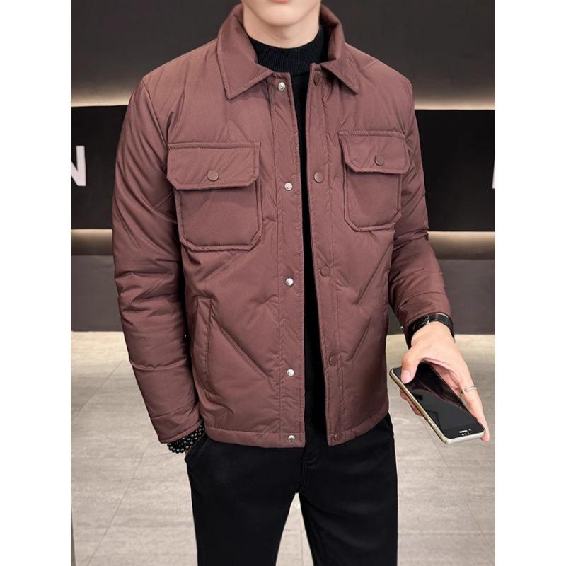2025 fleece thickened plus size jacket fall and winter men's middle-aged solid color casual hooded warm jacket shirt top