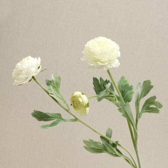 Artificial Ranunculus Flower Fake Silk Persian Buttercup Flower 3 Heads Vintage Faux Ranunculus Arrangement for Home Wedding Table Centerpieces
