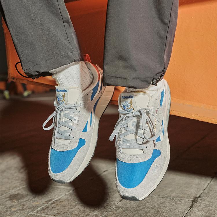 Reebok Classic Leather Hexalite Cushioning Low Top Running Shoes Unisex Sneaker Gray Blue 100074406