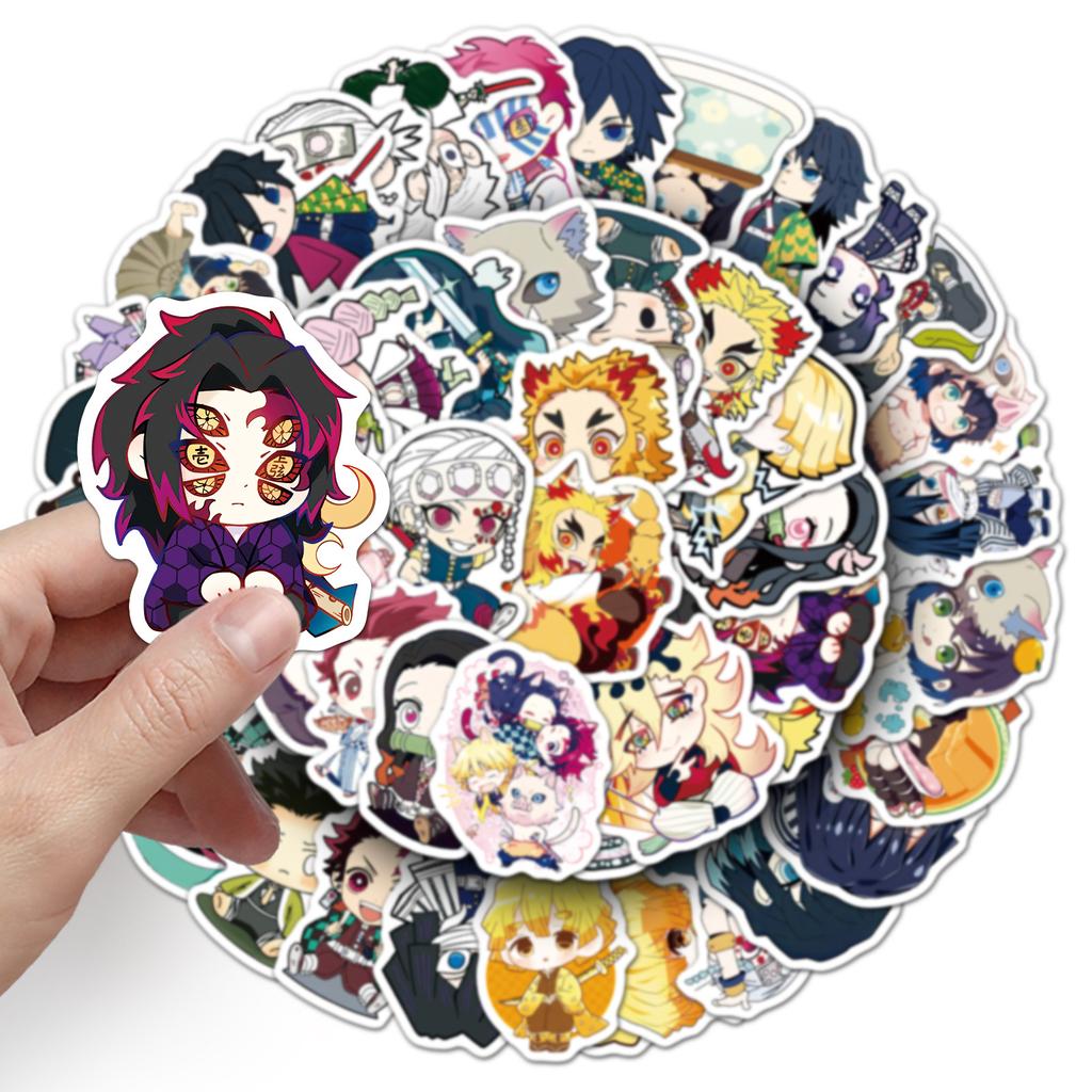 Demon Slayer 50 Pcs Chibi Style Stickers Cute Kawaii Anime Cartoon Decals For Guitar Stationery Journal DIY Decor For Anime Fans