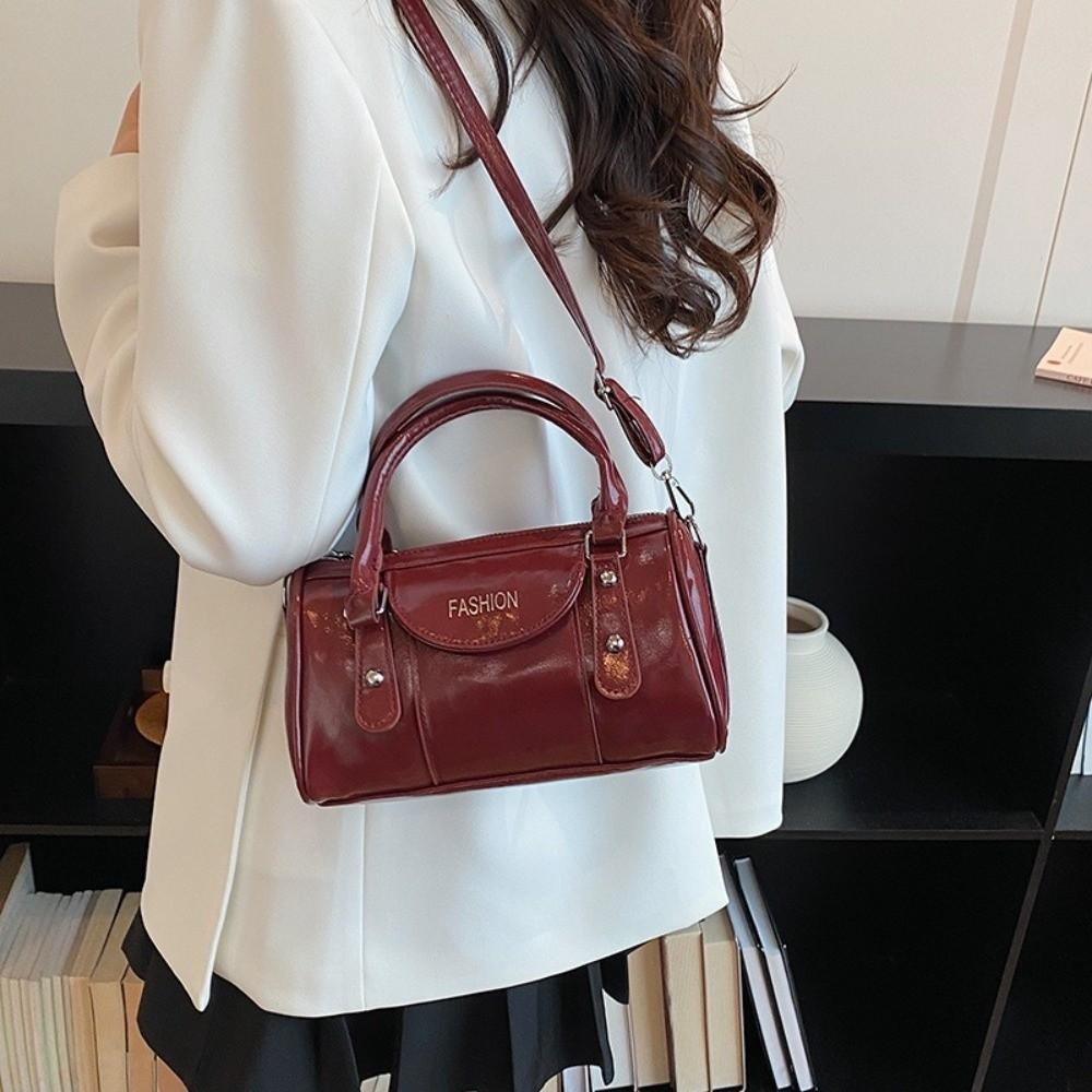 Trendy PU Leather Shoulder Bags Pure Color Large Capacity Crossbody Bags Handbag Women