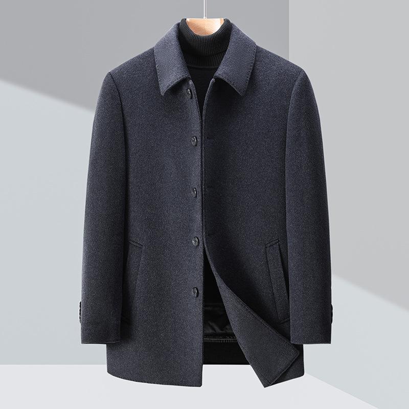 Winter Men's Double-sided Cashmere Coat, Mid-length Wool Woolen Down Liner Jacket, Middle-aged Dad Top