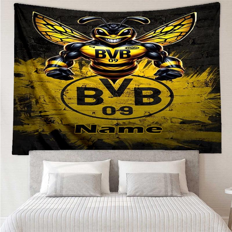 Benutzerdefinierte Name BVB Druck Wandteppich, Hintergrund, Einfache Montage, Ideal für Schlafzimmer, Büro & Wohnzimmer, mit Ästhetischer Wanddekoration.
