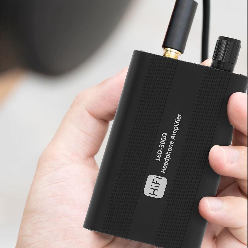Portable HiFi Headphone Amplifier Amp 3.5mm Headset Amplifier Two-Stage GAIN
