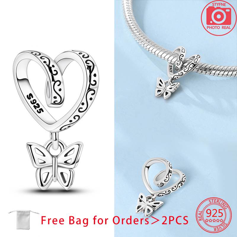 Forever Love Heart Pendant Beads Fit Original Charms Copper Bracelets Beads For Women Diy Jewelry Making Gift