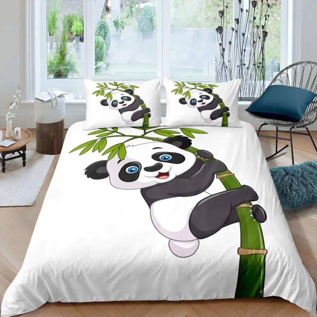 Animal Panda King Full Bedidng Set Kids Romantic Bedding Set Cartoon Animal Duvet Cover Bicycle Balloon Dragonfly Quilt Cover