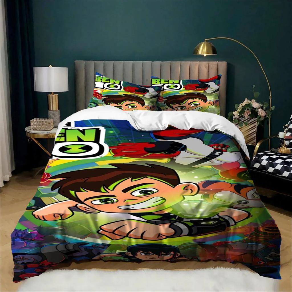 Cartoon Bedding Set Ben 10 Exquisite 3D Duvet Cover Pillowcase Kids Bedroom Bed Twin Full Queen Size for Children Room gift