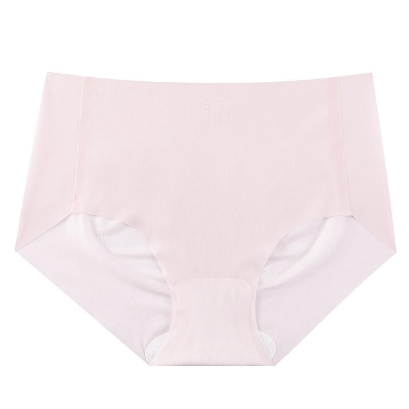 Seamless Ice Silk Underwear for Women No Show Invisible Panties with Breathable Cotton Crotch Ultra Thin High Waist Briefs Skin-Friendly Underpants