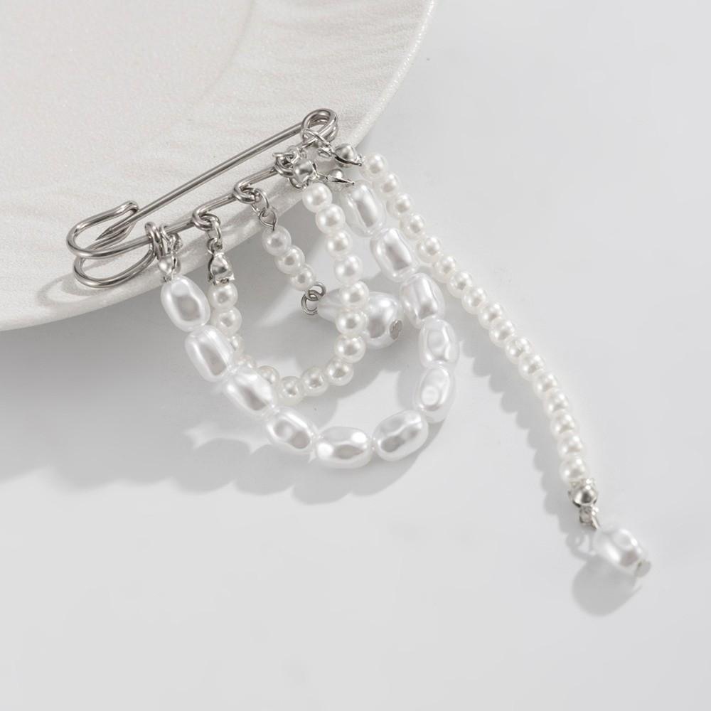 Creative Baroque Style Imitation Pearl Brooch Multi-Function Decorative Safety Pin Brooch Classic Suit Brooch Daily Wear