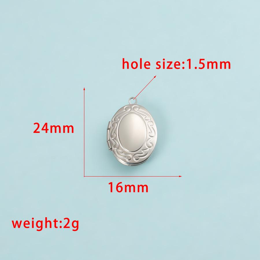 316L Stal nierdzewna polerowana na lustro Owalna ramka na zdjęcie Pamiątkowy wisiorek naszyjnik, 24x33.5mm