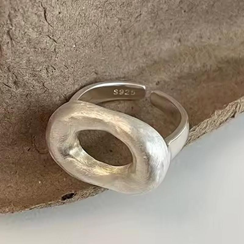 PANJBJ Real 925 Silver Retro Round Ring For 2 Rigns Women Chain Vintage Fine Jewelry Minimalist Accessories Gift