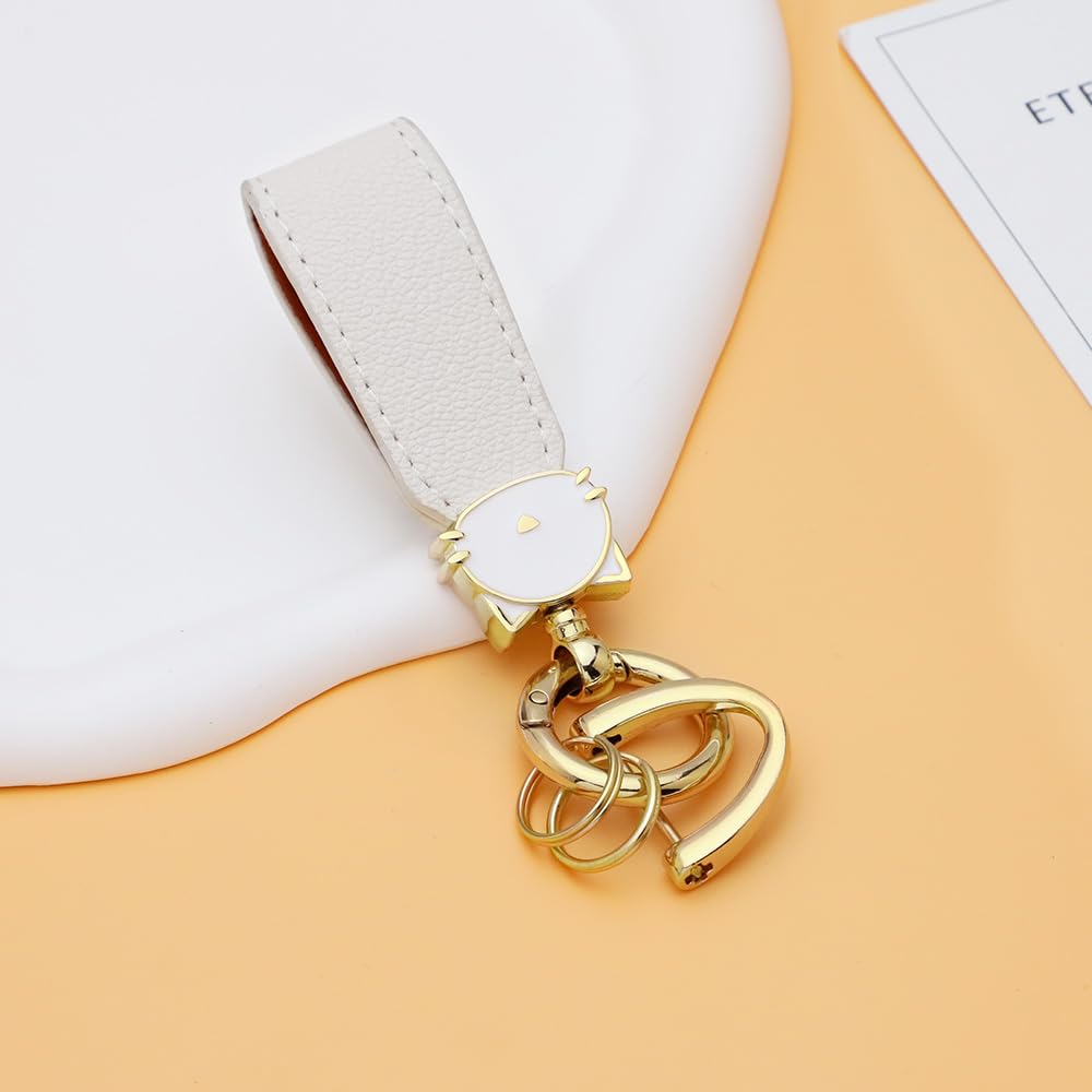 Catland Keychain, Cat, Car, Motorcycle, Key Clip, Keychain, Stylish, Keyring, Anti-lost, Cute Cat (1, Gold)