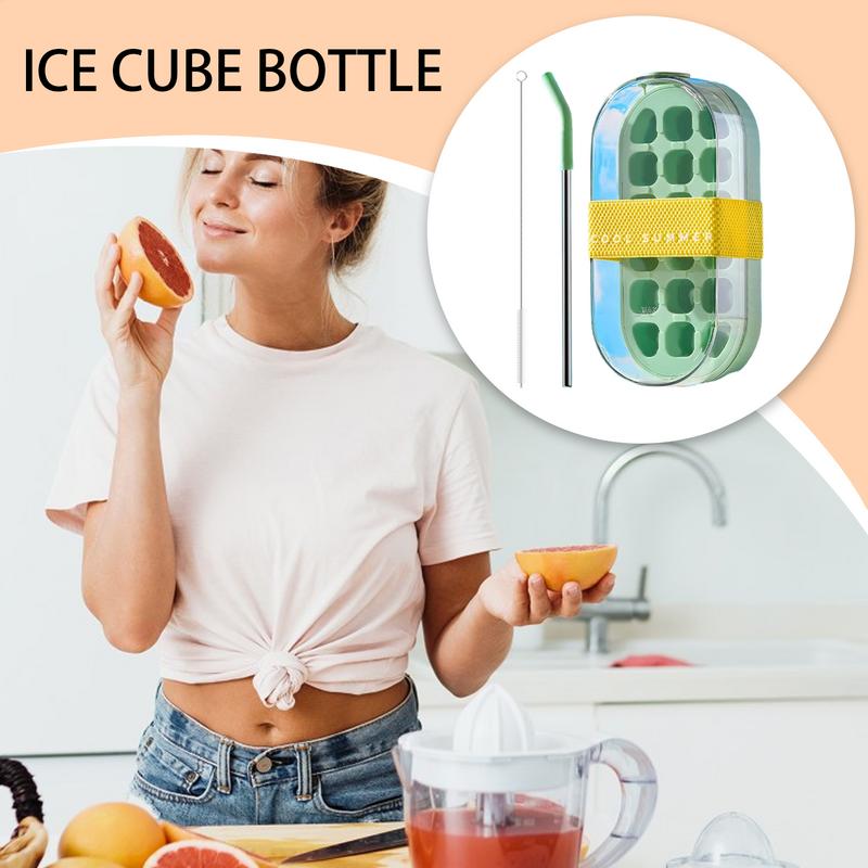Creative Silicone IceCube Mold With Straw Large-capacity Ice Trays Food Grade Ice Maker Reusable Water Cup Kitchen Gadgets