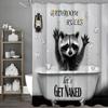 Raccoon Funny Animal Naked Gray Creative Shower Curtain, Bathroom Decorative Shower Curtain, Waterproof Shower Curtain with Hook