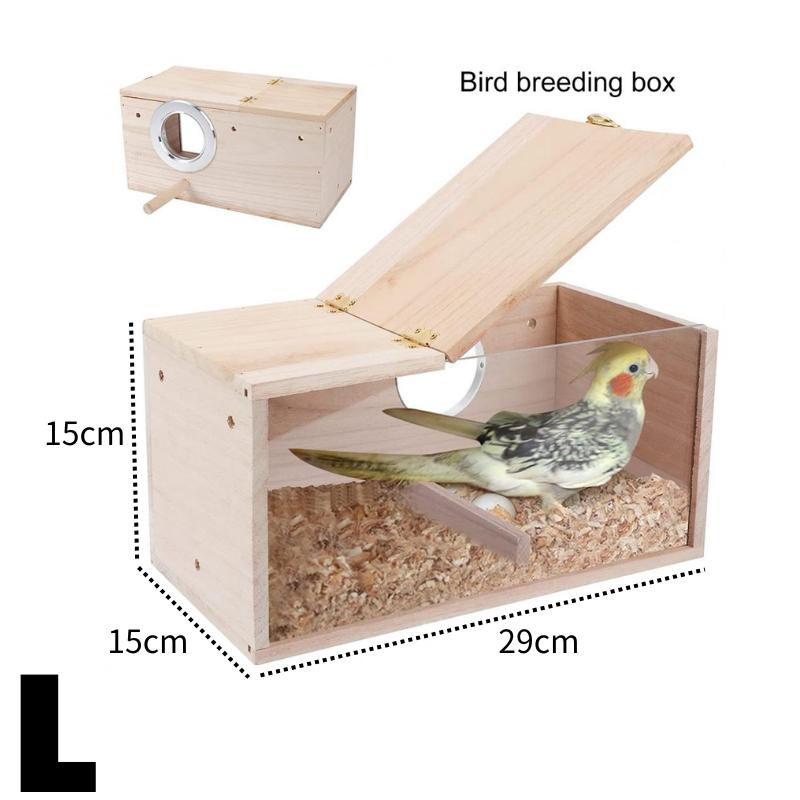 Transparent Wooden Bird House Nest for Parrots Parakeets Cockatiels Breeding Box Cage Accessories  Home Balcony Decoration Easy