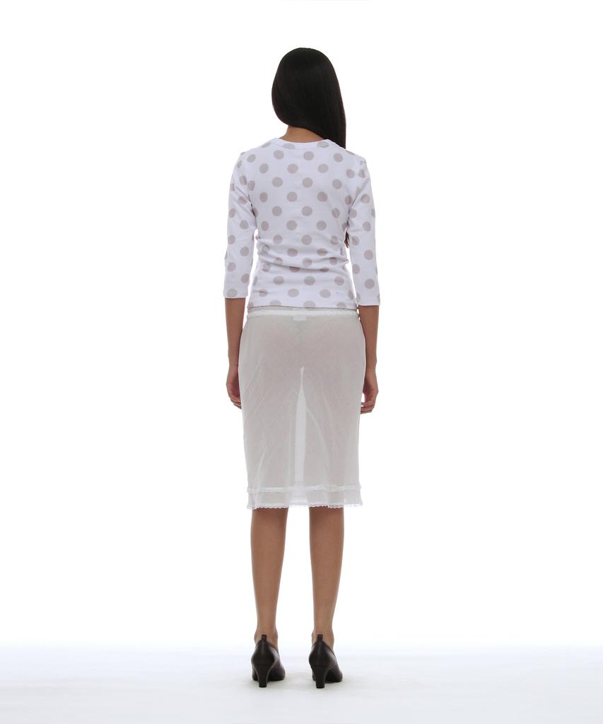 Partimento Woman Pwc Lace Trim Overlay Midi Skirt_White