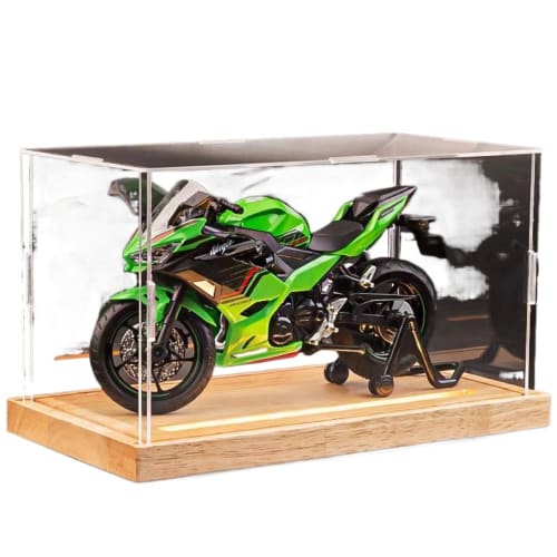 

Simulation Alloy Ninja Motorcycle Model, Men s Gift, New Year s Gift (Green + Solid Wood Base with Lighted Display Box)
