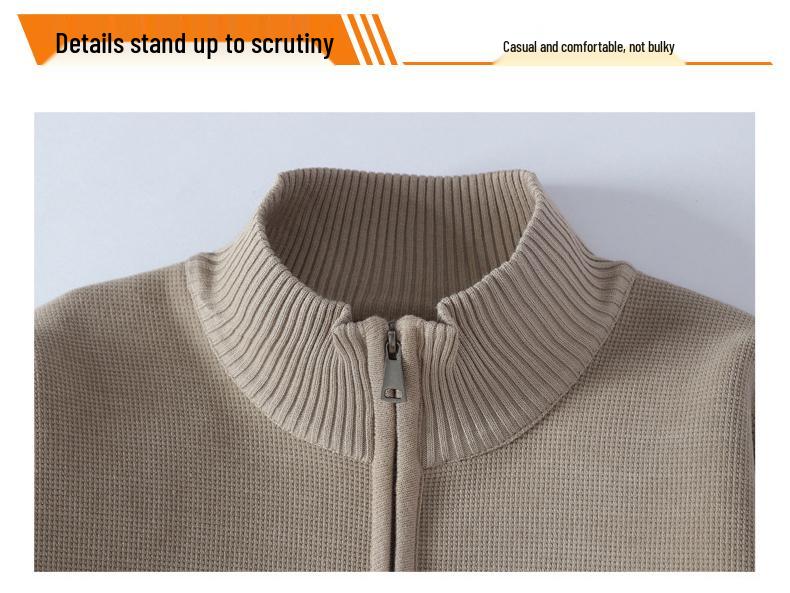 Men's Trendy Woolen Half-Zip Sweater with Velvet Lining - Warm Stand Collar Knitwear