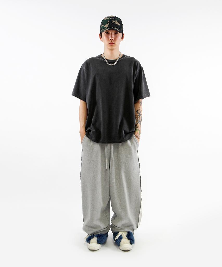 Keuligeon Pigment 3 Stitch Semi-Oversized Short Sleeve Tee Charcoal