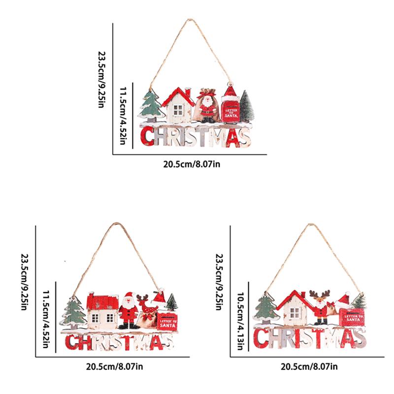 Christmas Hanging Pendant Wooden Crafts Xmas Tree Santa Claus Wall Ornament Natal Navidad Christmas Decor Happy  Year