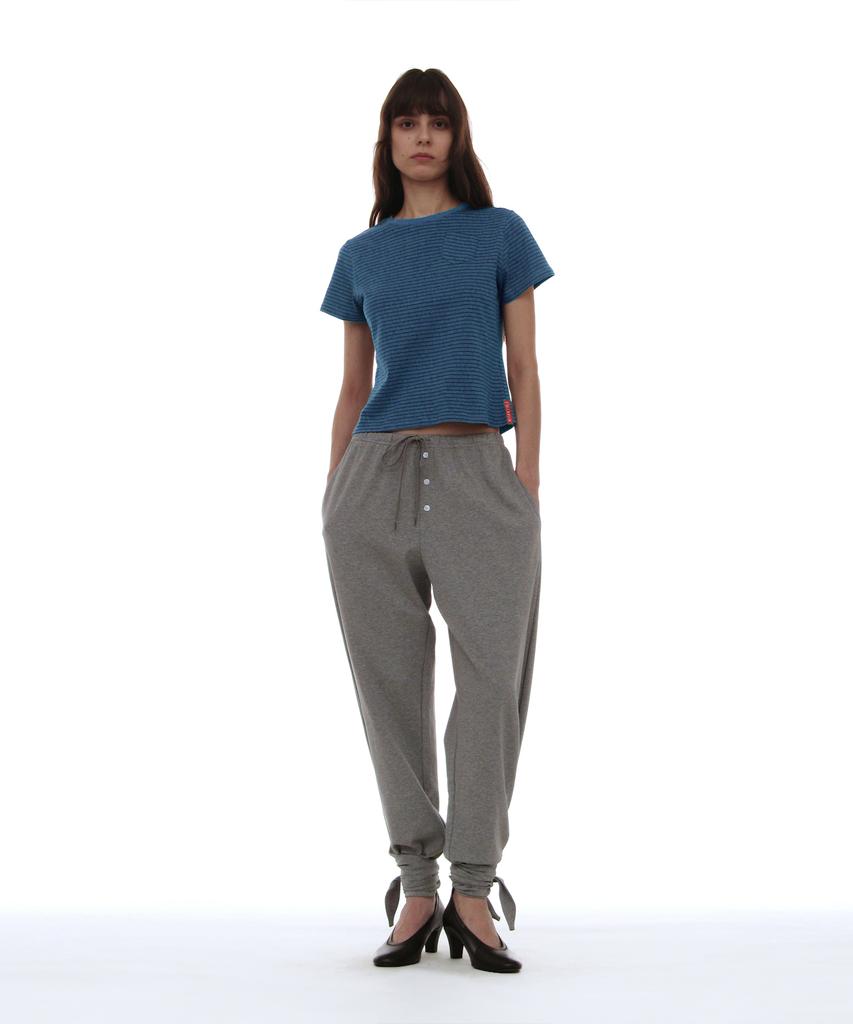 PARTIMENTO WOMEN Pwc Pocket Stripe Regular Tee_Pastel Blue