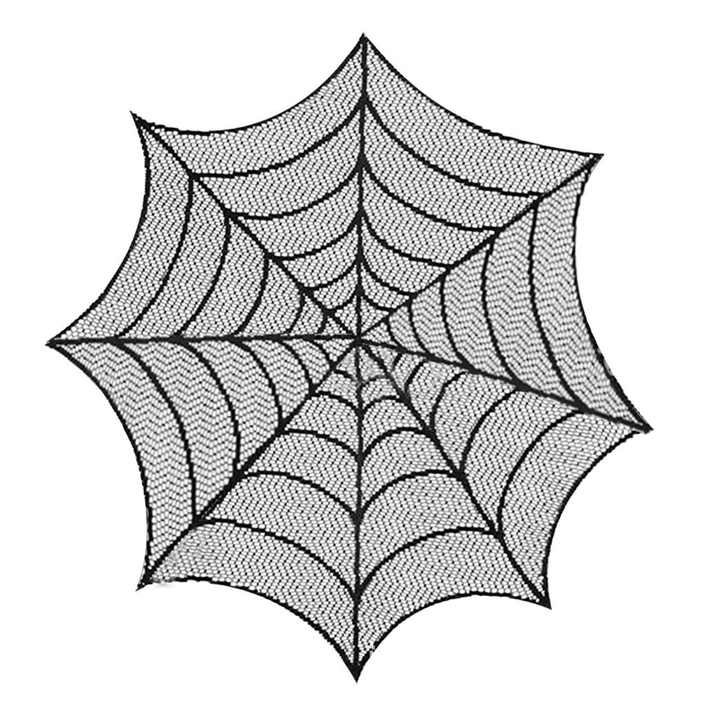 

Halloween Round Web Tablecloth Topper Covers Fireplace Table Party Decor