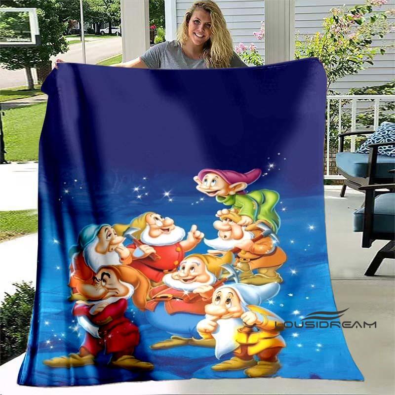 Cartoon Snow White and Seven Dwarfs Blanket, Super Soft Flannel Blanket, Perfect for Travel, Bedding, Sofa Blanket, Birthday Gif