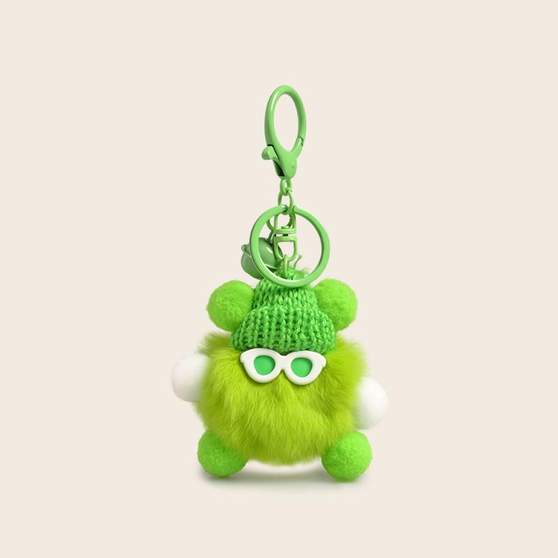 Fluffy Soft And Cartoon Rabbit Fur Keychain With Colorful Adorable Designs