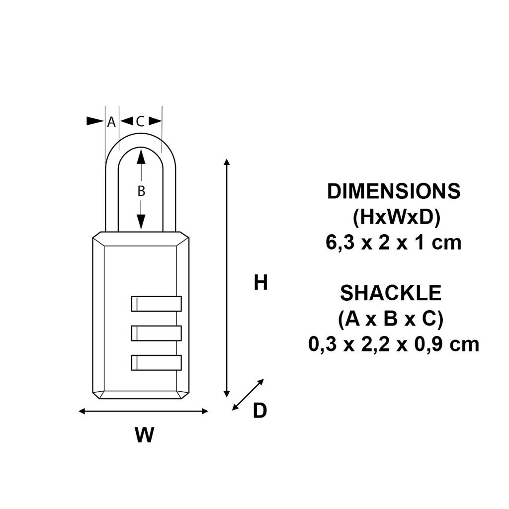 Master Lock Combination Padlock with Zinc Body, 20x63x10 mm
