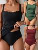 Humble Conservative Black Swimsuit: Ruffled Tummy-Covering, Slimming Women's Two-Piece 2025 Design.