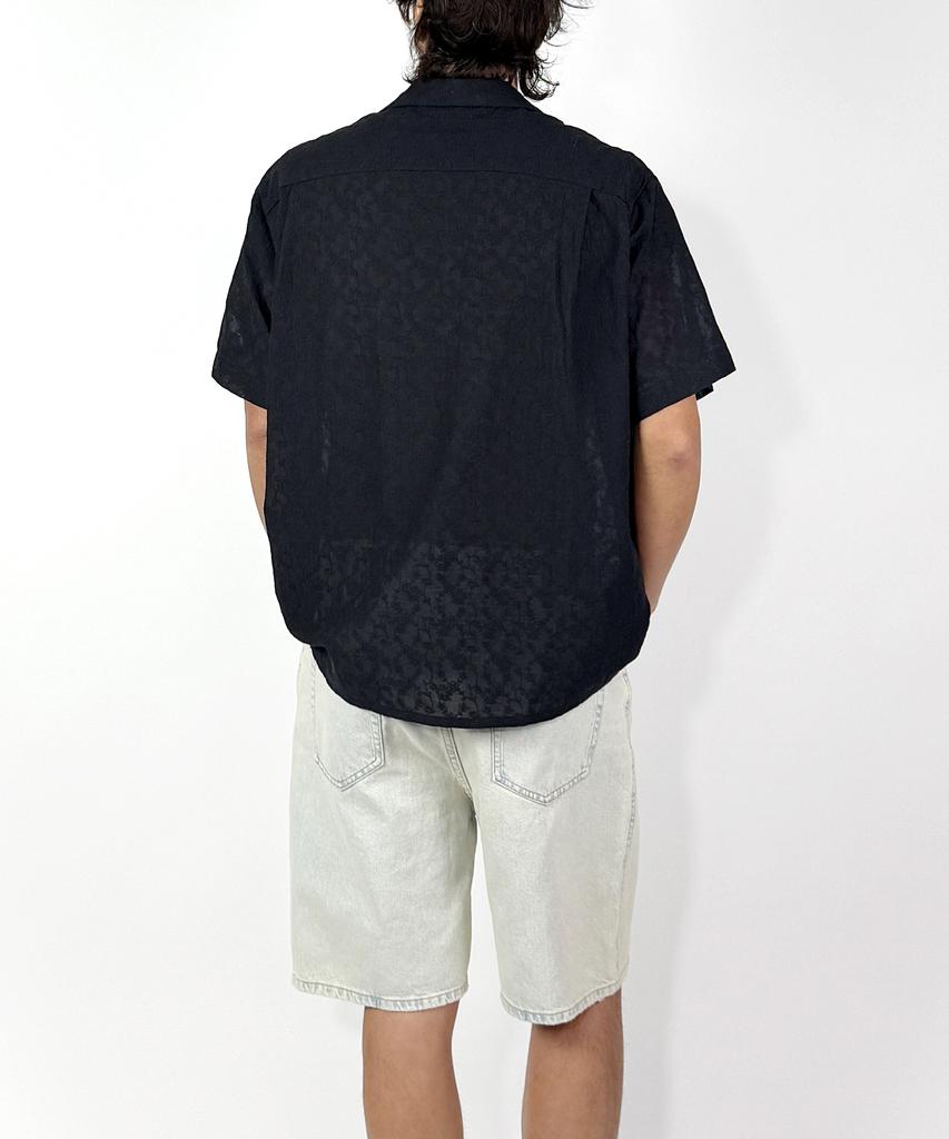 A MADE Ivy Embroidered Semi-See-Through Shirt (Black)