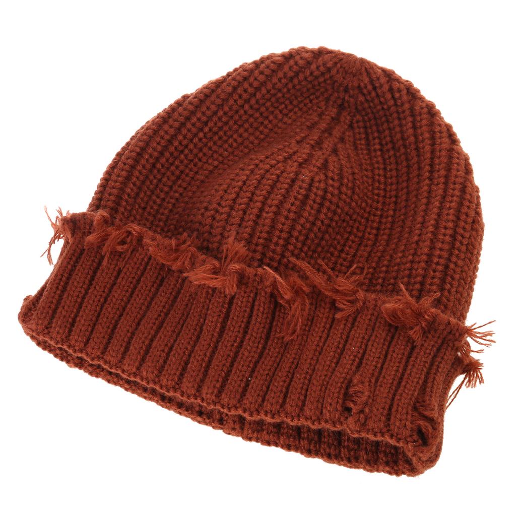 Trendy Ripped Knitted Hat Soft Unisex Streetwear Skull Hat Comfortable Winter for Street Fashion