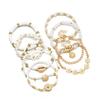 9 Elegant and Simple Daisy Rice Bead Bracelets with Multi Layer Stacking Soft Ceramic Shell Metal Women's Bracelet Set