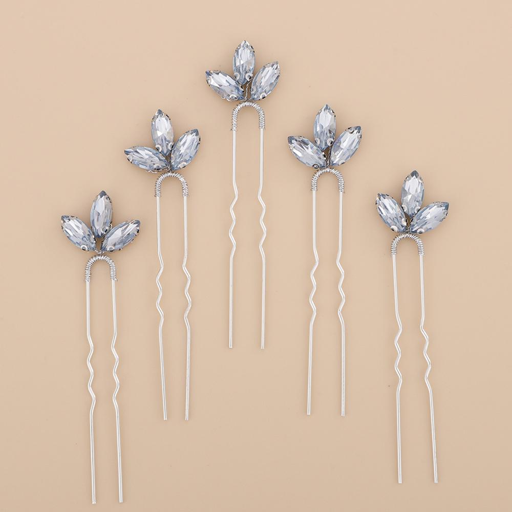 5 Pcs Rhinestones Little Simple Bride Wedding Hair Pins Purple Bridal Hair Piece Wedding Hair Accessories for Women and Girls