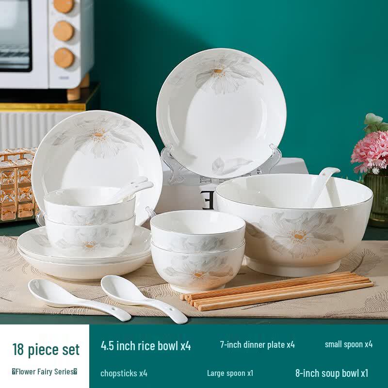 Ru Han Flower Fairy 18-Piece Dinnerware Set