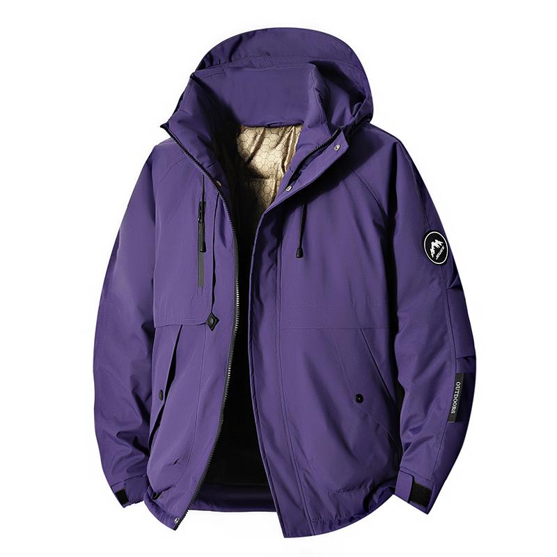 Men's Casual Cotton Jacket Loose Couple Hooded Winter Thick Warm Outdoor Solid Color Hiking Suit