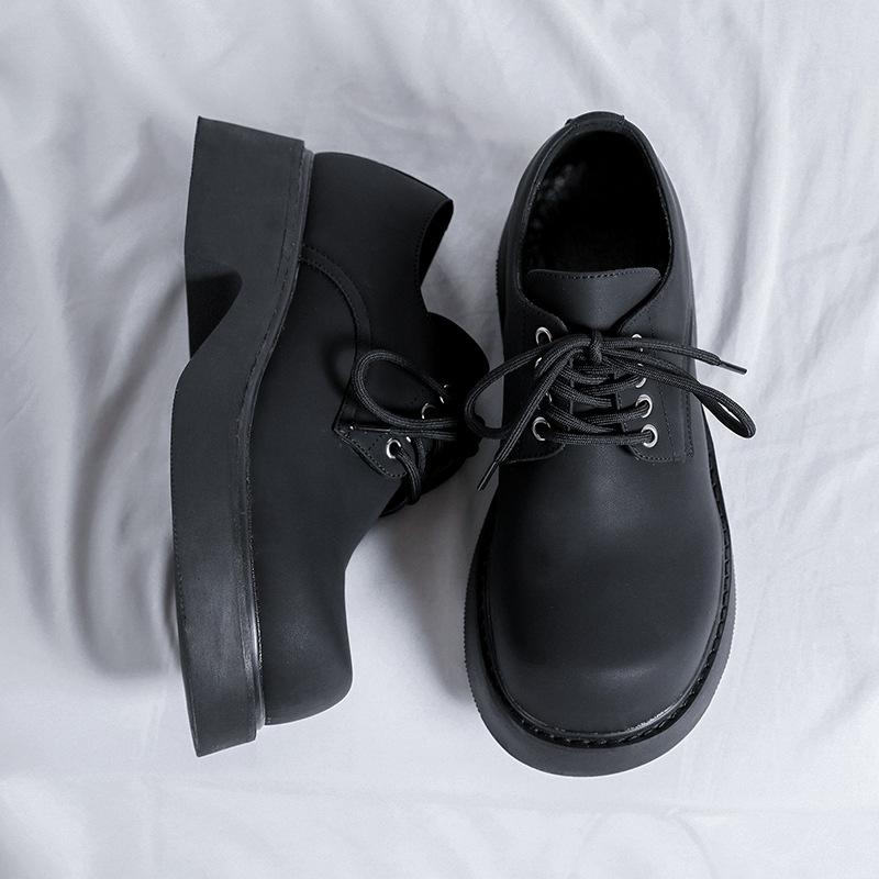 

Туфли дерби мужские нишевые высококачественные туфли с большой головкой из кожи британские мужские туфли на платформе ретро повседневные туфли 9523-R 44 чёрный