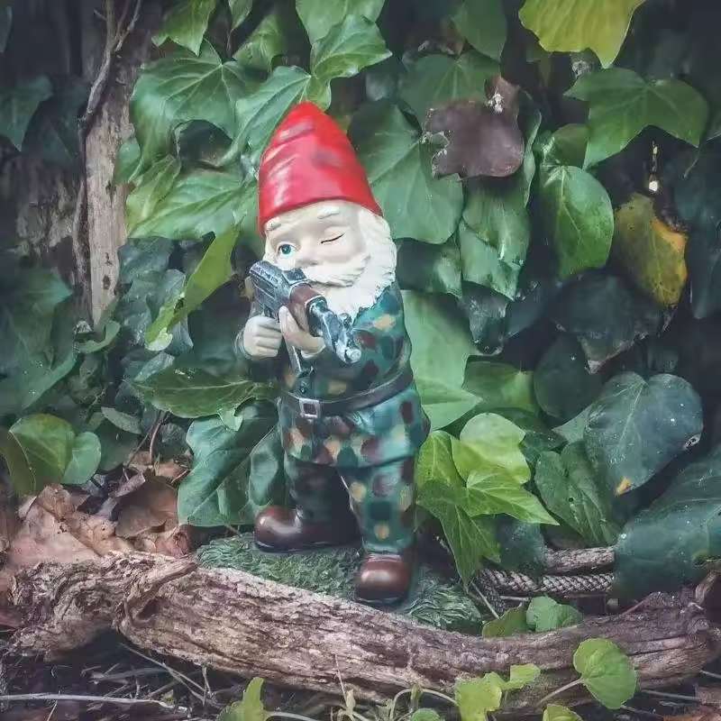 3 Pieces Funny Army Gnome Garden Statue Resin Desktop Lawn Ornament Dwarf Statue for Outdoor Garden Decoration 2025 New 15CM
