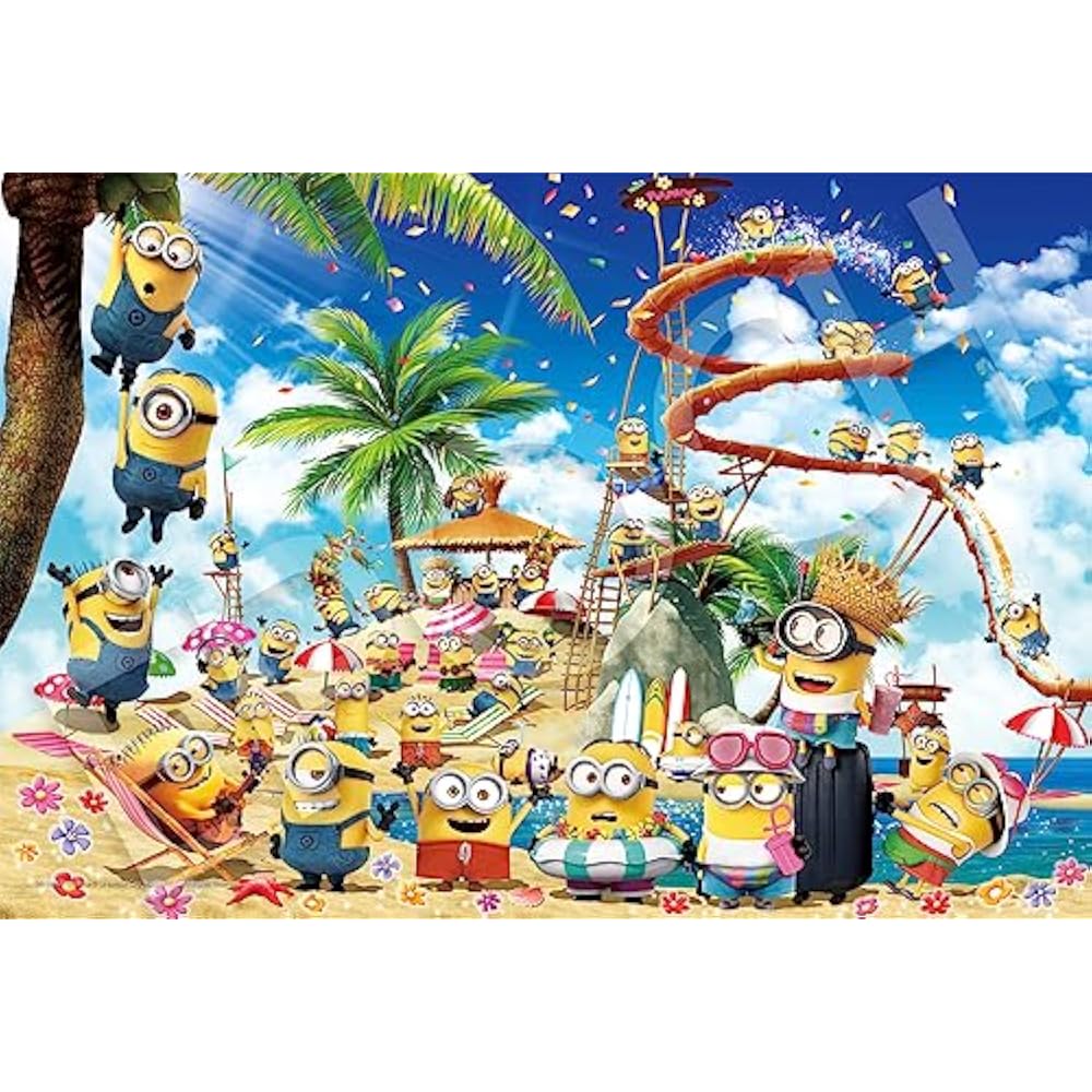 Epoch 300 Piece Jigsaw Puzzle Minions Hologram Beach Party Minions! (26 x 38 cm) 28-709 with glue...